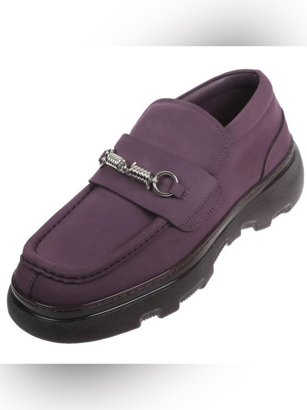 NEW BURBERRY MEN'S CREEPER WINTER SOLE AUBERGINE LEATHER LOFER SHOES 42/9